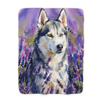 Siberian Husky Watercolor sherpa blanket by Tritan, front