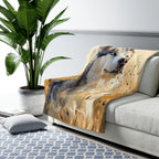 Siberian Husky Watercolor sherpa blanket by Tritan, on sofa