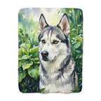 Siberian Husky Watercolor sherpa blanket by Tritan, front