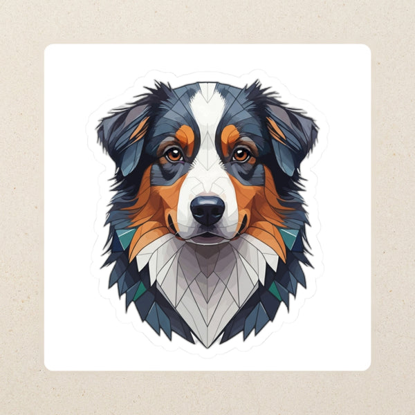 Australian Shepherd Low Poly Kiss-Cut Sticker, Geometric Dog Art, Australian Shepherd Lover Gift, Waterproof Vinyl