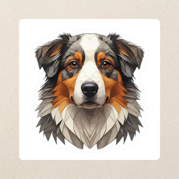 Australian Shepherd Low Poly Kiss-Cut Sticker, Geometric Dog Art, Australian Shepherd Lover Gift, Waterproof Vinyl