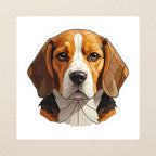 Beagle Low Poly Kiss-Cut Sticker, Geometric Dog Art, Beagle Lover Gift, Waterproof Vinyl kiss-cut vinyl sticker applied to a journal cover on a limestone desk, photographed from directly above
