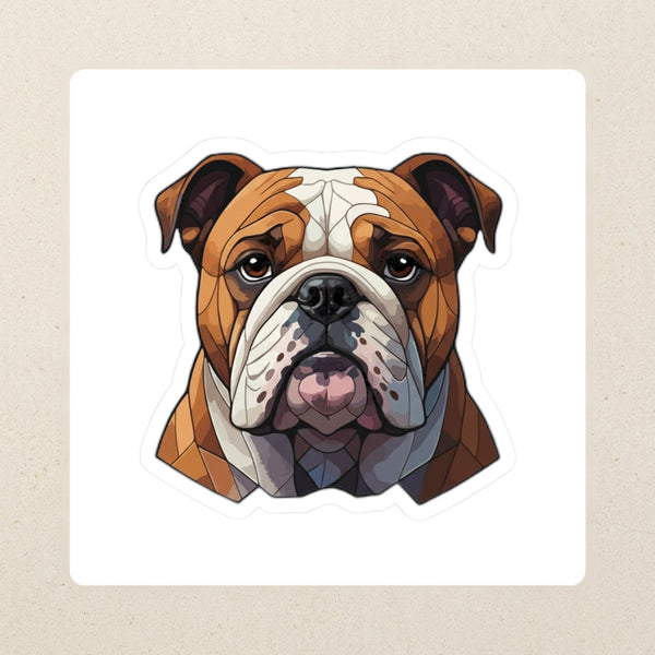English Bulldog Low Poly Kiss-Cut Sticker, Geometric Dog Art, English Bulldog Lover Gift, Waterproof Vinyl