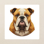 English Bulldog Low Poly Kiss-Cut Sticker, Geometric Dog Art, English Bulldog Lover Gift, Waterproof Vinyl kiss-cut vinyl sticker applied to a journal cover on a limestone desk, photographed from directly above