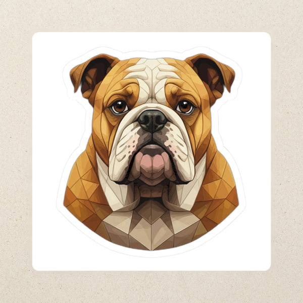 English Bulldog Low Poly Kiss-Cut Sticker, Geometric Dog Art, English Bulldog Lover Gift, Waterproof Vinyl