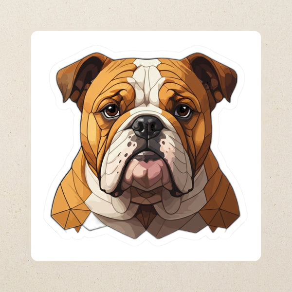 English Bulldog Low Poly Kiss-Cut Sticker, Geometric Dog Art, English Bulldog Lover Gift, Waterproof Vinyl