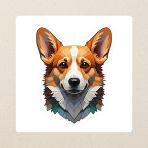 Corgi Low Poly Kiss-Cut Sticker, Geometric Dog Art, Corgi Lover Gift, Waterproof Vinyl