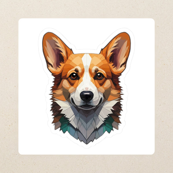 Corgi Low Poly Kiss-Cut Sticker, Geometric Dog Art, Corgi Lover Gift, Waterproof Vinyl