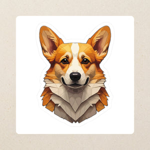 Corgi Low Poly Kiss-Cut Sticker, Geometric Dog Art, Corgi Lover Gift, Waterproof Vinyl