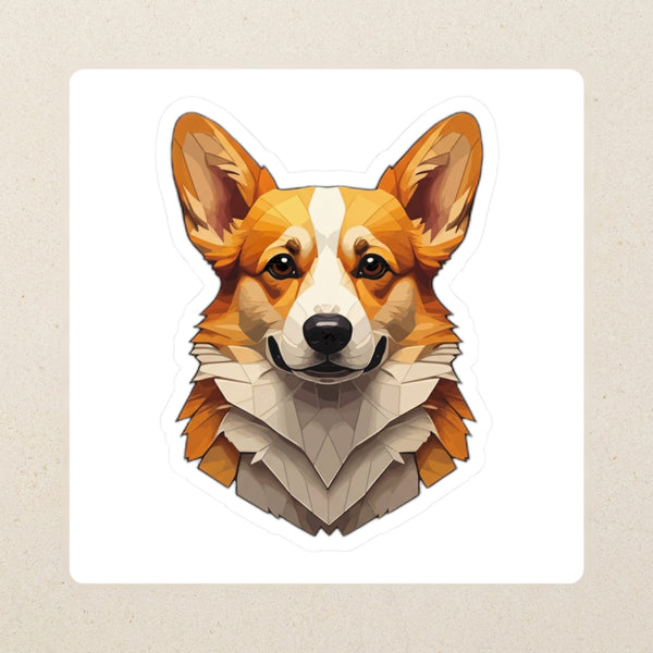 Corgi Low Poly Kiss-Cut Sticker, Geometric Dog Art, Corgi Lover Gift, Waterproof Vinyl