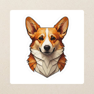 Corgi Low Poly Kiss-Cut Sticker, Geometric Dog Art, Corgi Lover Gift, Waterproof Vinyl