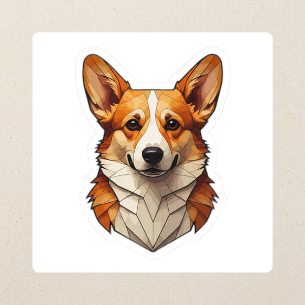 Corgi Low Poly Kiss-Cut Sticker, Geometric Dog Art, Corgi Lover Gift, Waterproof Vinyl
