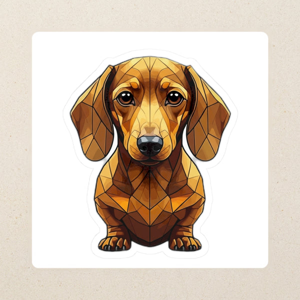 Dachshund Low Poly Kiss-Cut Sticker, Geometric Dog Art, Dachshund Lover Gift, Waterproof Vinyl