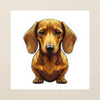 Dachshund Low Poly Kiss-Cut Sticker, Geometric Dog Art, Dachshund Lover Gift, Waterproof Vinyl kiss-cut vinyl sticker applied to a journal cover on a limestone desk, photographed from directly above