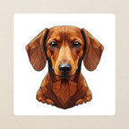 Dachshund Low Poly Kiss-Cut Sticker, Geometric Dog Art, Dachshund Lover Gift, Waterproof Vinyl kiss-cut vinyl sticker applied to a journal cover on a limestone desk, photographed from directly above