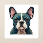 French Bulldog Low Poly Kiss-Cut Sticker, Geometric Dog Art, French Bulldog Lover Gift, Waterproof Vinyl kiss-cut vinyl sticker applied to a journal cover on a limestone desk, photographed from directly above