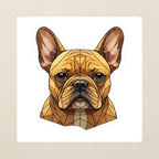 French Bulldog Low Poly Kiss-Cut Sticker, Geometric Dog Art, French Bulldog Lover Gift, Waterproof Vinyl kiss-cut vinyl sticker applied to a journal cover on a limestone desk, photographed from directly above