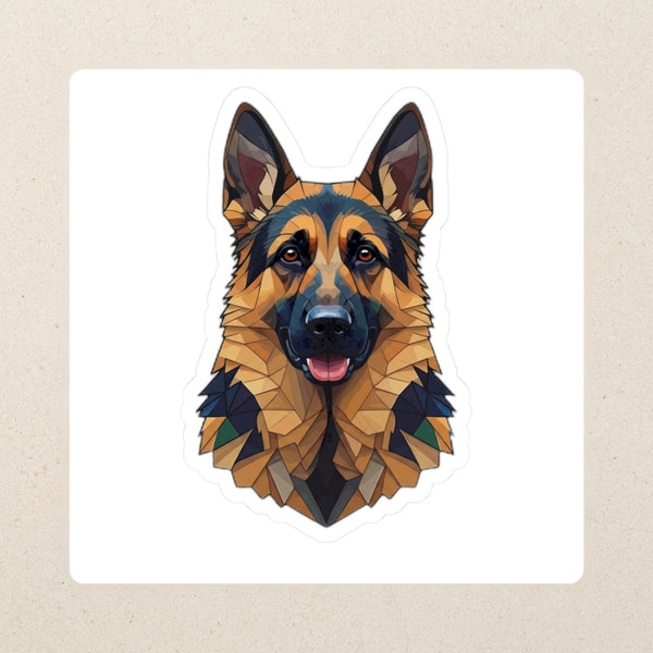 German Shepherd Low Poly Kiss-Cut Sticker, Geometric Dog Art, German Shepherd Lover Gift, Waterproof Vinyl