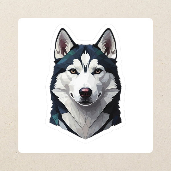 Siberian Husky Low Poly Kiss-Cut Sticker, Geometric Dog Art, Siberian Husky Lover Gift, Waterproof Vinyl