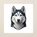 Siberian Husky Low Poly Kiss-Cut Sticker, Geometric Dog Art, Siberian Husky Lover Gift, Waterproof Vinyl kiss-cut vinyl sticker applied to a journal cover on a limestone desk, photographed from directly above