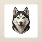 Siberian Husky Low Poly Kiss-Cut Sticker, Geometric Dog Art, Siberian Husky Lover Gift, Waterproof Vinyl kiss-cut vinyl sticker applied to a journal cover on a limestone desk, photographed from directly above