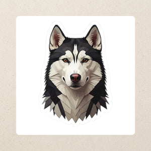 Siberian Husky Low Poly Kiss-Cut Sticker, Geometric Dog Art, Siberian Husky Lover Gift, Waterproof Vinyl
