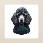 Poodle Low Poly Kiss-Cut Sticker, Geometric Dog Art, Poodle Lover Gift, Waterproof Vinyl kiss-cut vinyl sticker applied to a journal cover on a limestone desk, photographed from directly above