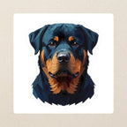 Rottweiler Low Poly Kiss-Cut Sticker, Geometric Dog Art, Rottweiler Lover Gift, Waterproof Vinyl kiss-cut vinyl sticker applied to a journal cover on a limestone desk, photographed from directly above
