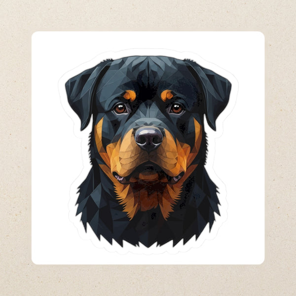 Rottweiler Low Poly Kiss-Cut Sticker, Geometric Dog Art, Rottweiler Lover Gift, Waterproof Vinyl