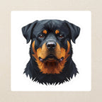 Rottweiler Low Poly Kiss-Cut Sticker, Geometric Dog Art, Rottweiler Lover Gift, Waterproof Vinyl kiss-cut vinyl sticker applied to a journal cover on a limestone desk, photographed from directly above