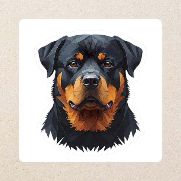 Rottweiler Low Poly Kiss-Cut Sticker, Geometric Dog Art, Rottweiler Lover Gift, Waterproof Vinyl