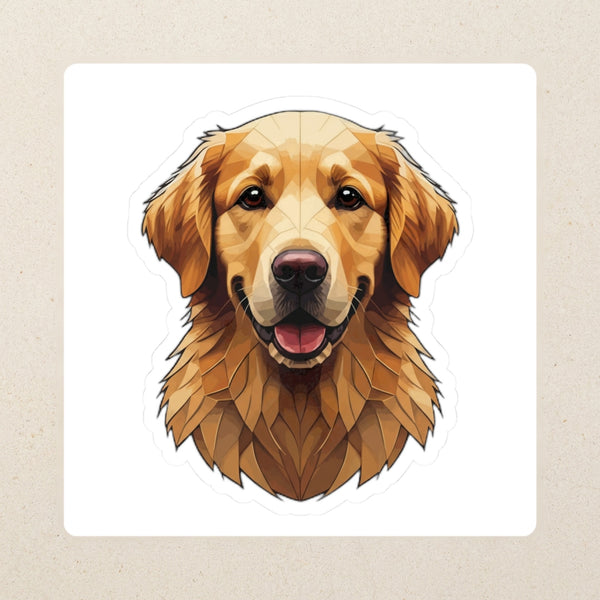 Golden Retriever Low Poly Kiss-Cut Sticker, Geometric Dog Art, Golden Retriever Lover Gift, Waterproof Vinyl