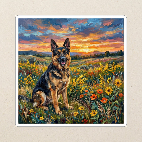 German Shepherd Acrylic Kiss-Cut Sticker, Colorful Dog Art, German Shepherd Lover Gift, Waterproof Vinyl