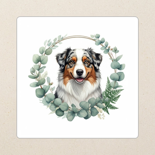Australian Shepherd Watercolor Kiss-Cut Sticker, Soft Dog Art, Australian Shepherd Lover Gift, Waterproof Vinyl