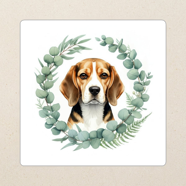 Beagle Watercolor Kiss-Cut Sticker, Soft Dog Art, Beagle Lover Gift, Waterproof Vinyl