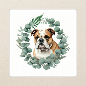 English Bulldog Watercolor Kiss-Cut Sticker, Soft Dog Art, English Bulldog Lover Gift, Waterproof Vinyl