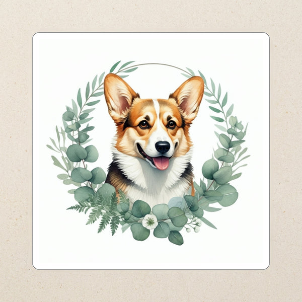 Corgi Watercolor Kiss-Cut Sticker, Soft Dog Art, Corgi Lover Gift, Waterproof Vinyl