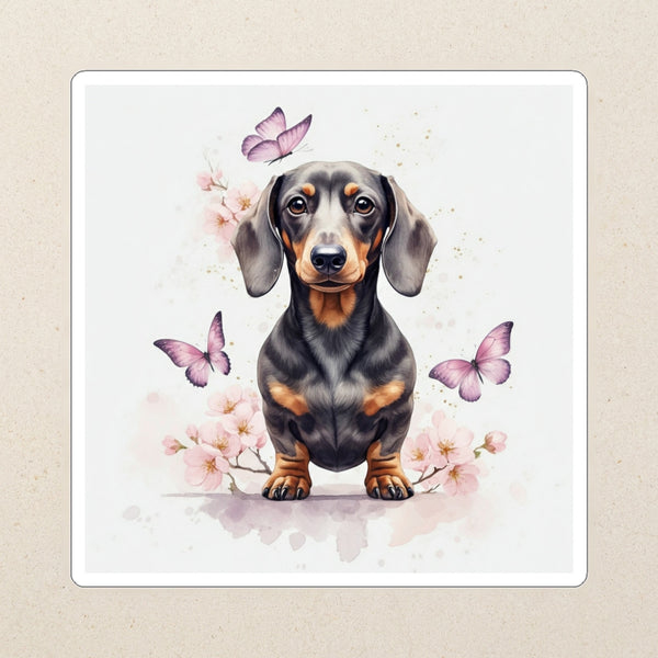 Dachshund Watercolor Kiss-Cut Sticker, Soft Dog Art, Dachshund Lover Gift, Waterproof Vinyl
