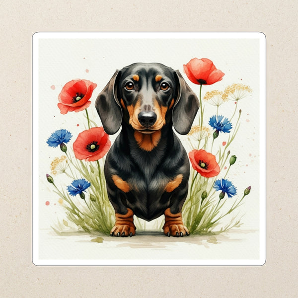Dachshund Watercolor Kiss-Cut Sticker, Soft Dog Art, Dachshund Lover Gift, Waterproof Vinyl