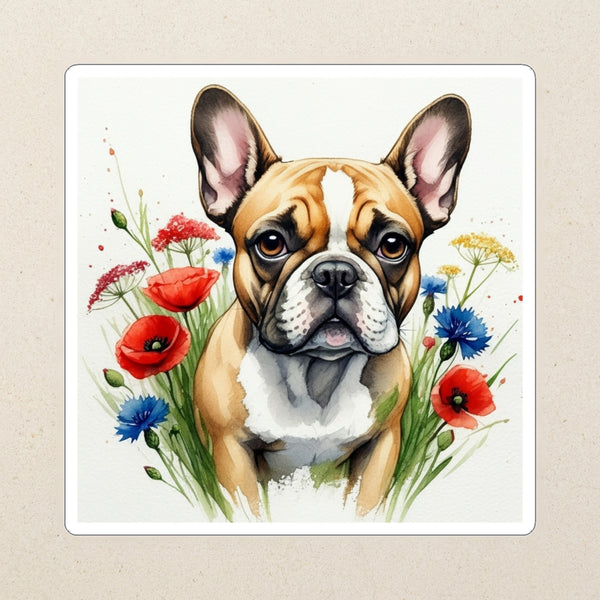 French Bulldog Watercolor Kiss-Cut Sticker, Soft Dog Art, French Bulldog Lover Gift, Waterproof Vinyl