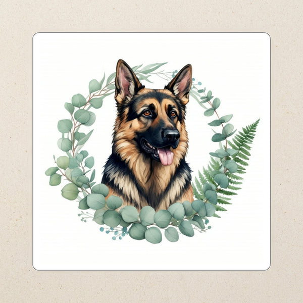 German Shepherd Watercolor Kiss-Cut Sticker, Soft Dog Art, German Shepherd Lover Gift, Waterproof Vinyl
