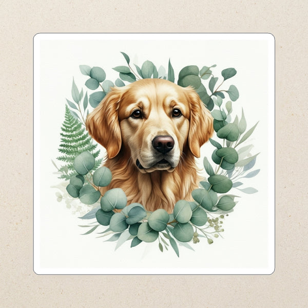 Golden Retriever Watercolor Kiss-Cut Sticker, Soft Dog Art, Golden Retriever Lover Gift, Waterproof Vinyl