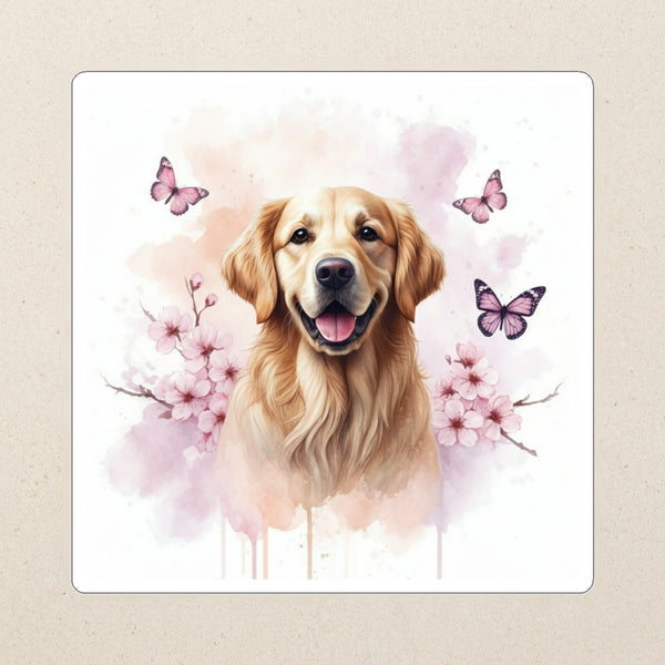 Golden Retriever Watercolor Kiss-Cut Sticker, Soft Dog Art, Golden Retriever Lover Gift, Waterproof Vinyl