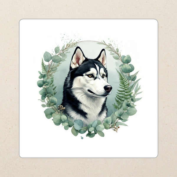 Siberian Husky Watercolor Kiss-Cut Sticker, Soft Dog Art, Siberian Husky Lover Gift, Waterproof Vinyl