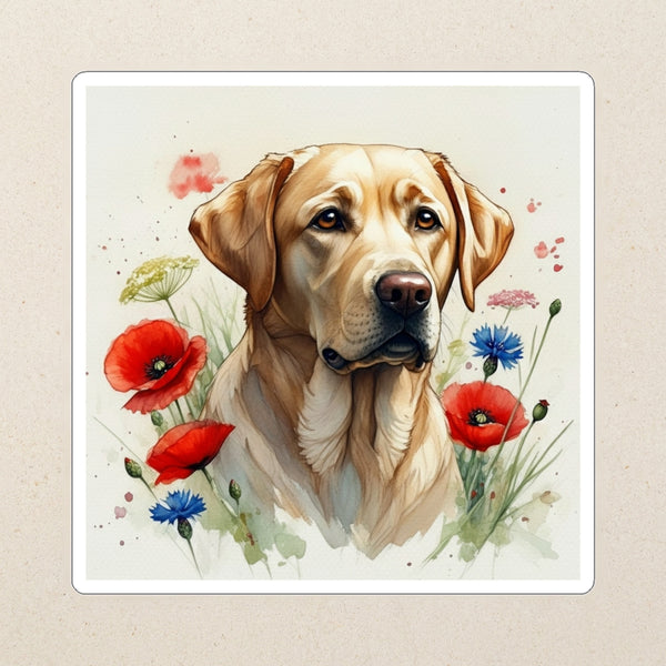 Labrador Retriever Watercolor Kiss-Cut Sticker, Soft Dog Art, Labrador Retriever Lover Gift, Waterproof Vinyl
