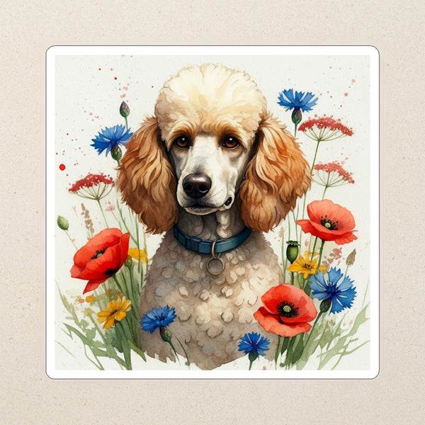 Poodle Watercolor Kiss-Cut Sticker, Soft Dog Art, Poodle Lover Gift, Waterproof Vinyl