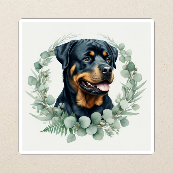 Rottweiler Watercolor Kiss-Cut Sticker, Soft Dog Art, Rottweiler Lover Gift, Waterproof Vinyl