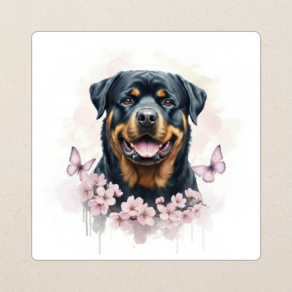 Rottweiler Watercolor Kiss-Cut Sticker, Soft Dog Art, Rottweiler Lover Gift, Waterproof Vinyl