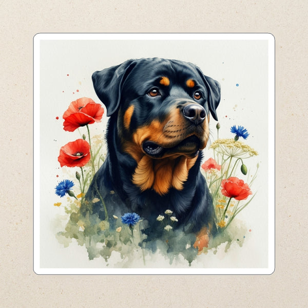 Rottweiler Watercolor Kiss-Cut Sticker, Soft Dog Art, Rottweiler Lover Gift, Waterproof Vinyl