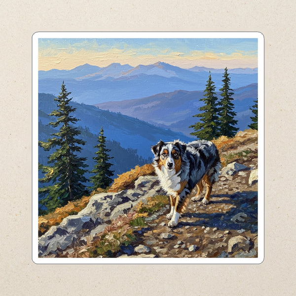 Australian Shepherd Acrylic Kiss-Cut Sticker, Colorful Dog Art, Australian Shepherd Lover Gift, Waterproof Vinyl
